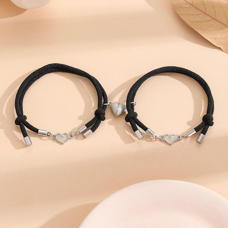 Luminous Heart Luminous Small Heart-Shaped Couple Bracelet 2 Stylish Woven Bracelets