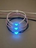 Luminous Heart-Shaped Accessories Good Sister Bracelet Hand-Woven Wax String 3-Piece Set