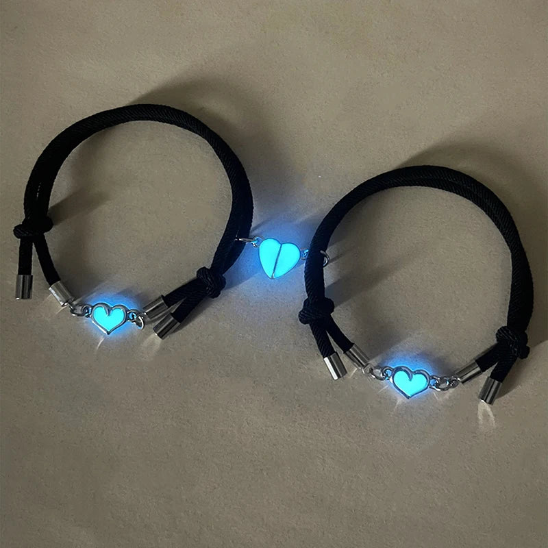 Luminous Heart Luminous Small Heart-Shaped Couple Bracelet 2 Stylish Woven Bracelets