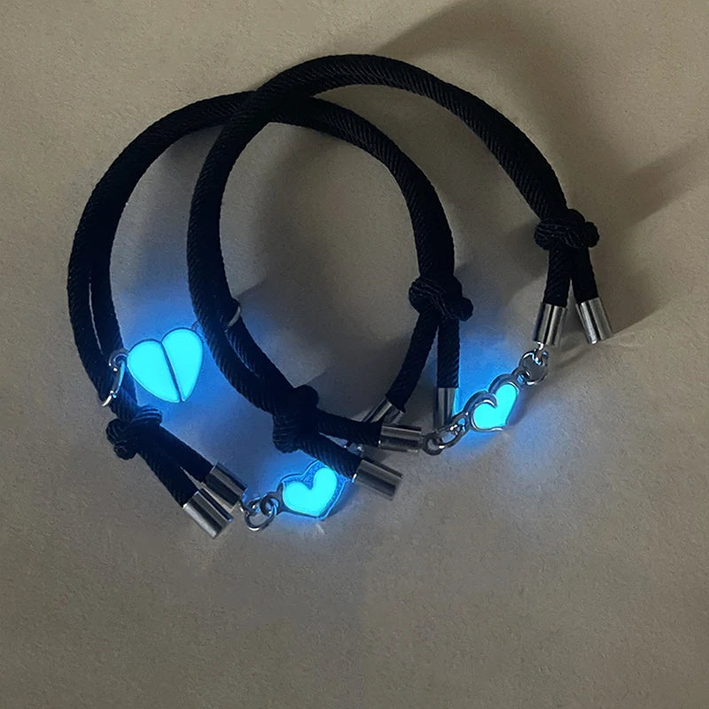 Luminous Heart Luminous Small Heart-Shaped Couple Bracelet 2 Stylish Woven Bracelets