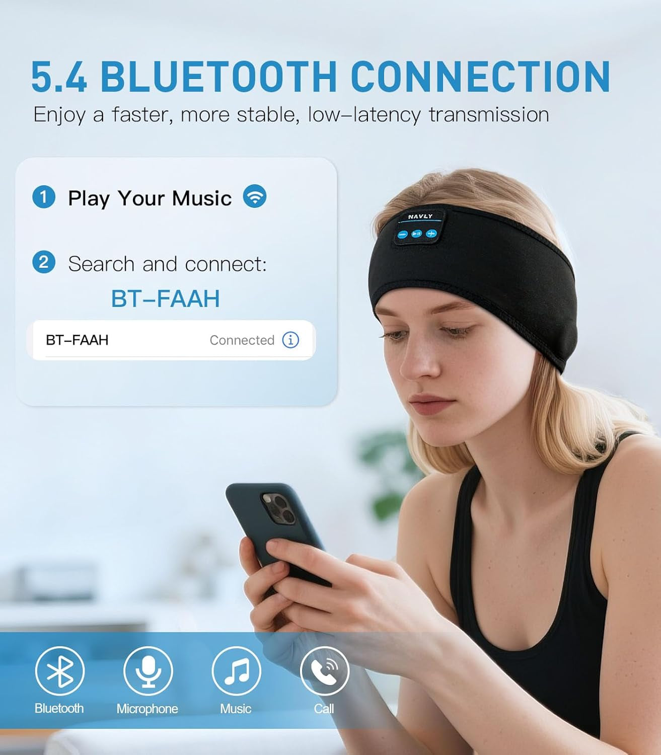 Sleep Headphones Bluetooth Headband, Wireless Headband Headphones Headsets with Thin Speakers, Sleep Earbuds, Sleeping Headphones for Workout Running Yoga Sports Gift for Men Women