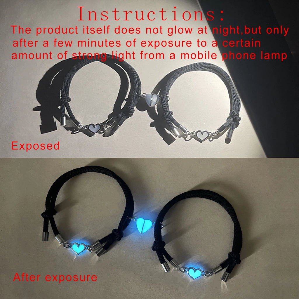 Luminous Heart Luminous Small Heart-Shaped Couple Bracelet 2 Stylish Woven Bracelets