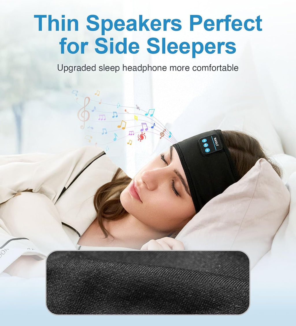 Sleep Headphones Bluetooth Headband, Wireless Headband Headphones Headsets with Thin Speakers, Sleep Earbuds, Sleeping Headphones for Workout Running Yoga Sports Gift for Men Women