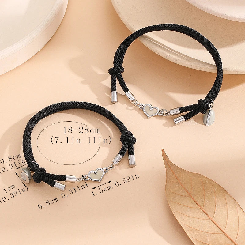 Luminous Heart Luminous Small Heart-Shaped Couple Bracelet 2 Stylish Woven Bracelets