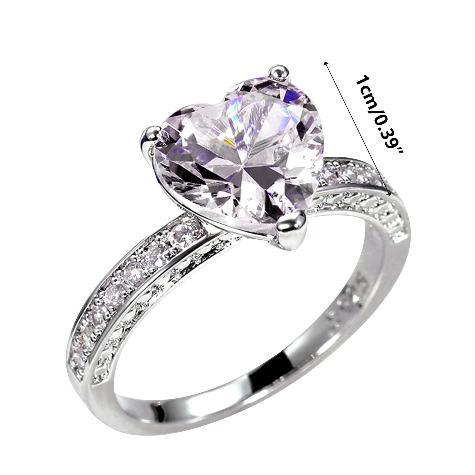 Rings for Alloy Wedding Ring Inlaid with Heart-Shaped Zircon Ring Women'S Engagement Jewelry