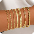 Bracelets for Women 14K Gold Plated Bangle Bracelet Stack Adjustable Waterproof Trendy Bracelets Link Chain Non Tarnish for Women Jewelry Gifts