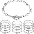 12 Pieces Bracelet Chains with OT Toggle Clasp Stainless Steel Bracelet Link Chains DIY Jewelry Making Bracelets Chains for Women DIY Jewelry Crafts Supplies